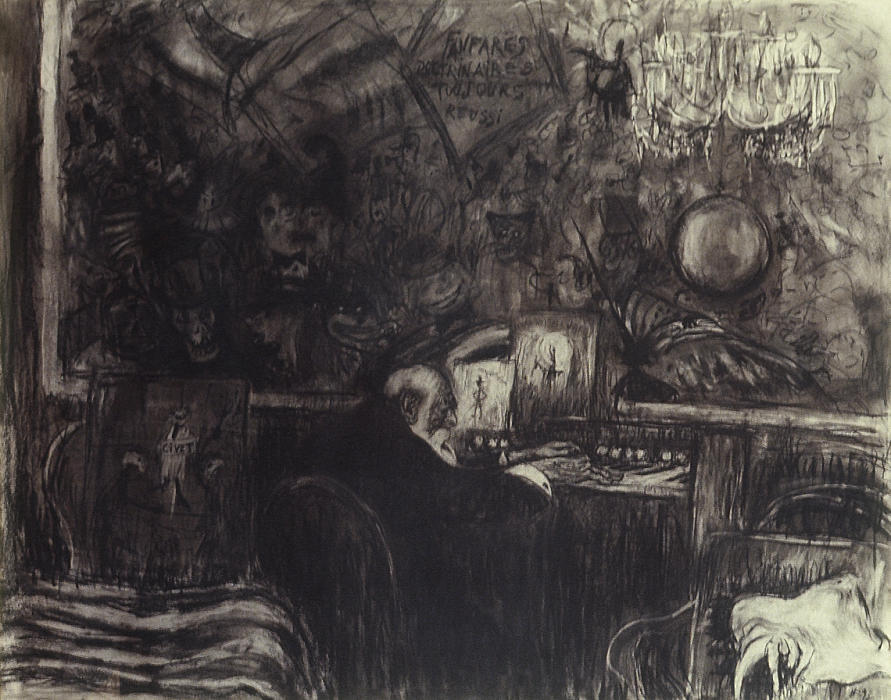 Ensor playing the Harmonium